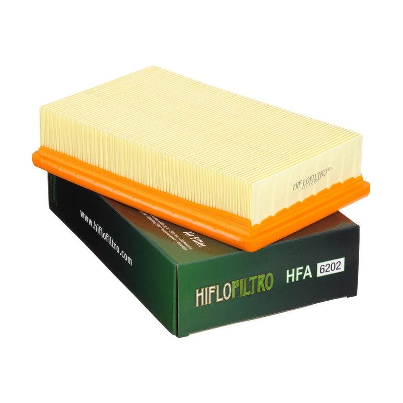 HiFlo air filter HFA6202 with orange gasket and beige pleated media