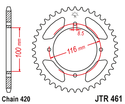 JT Rear Alu Sprocket 7075 T6 Black JTA461.50BLK