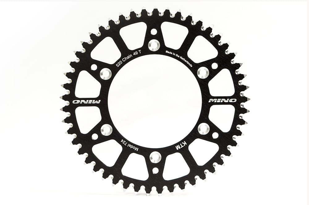 Mino achtertandwiel 45 tands aluminium zwart KTM SX/SX-F/EXC/EXC-F 90- & Husqvarna TC/FC/FE/TE 125/150/250/350/450/501 14- - MxProStoreParts