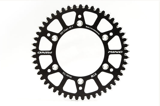 Mino achtertandwiel 44 tands aluminium zwart KTM SX/SX-F/EXC/EXC-F 90- & Husqvarna TC/FC/FE/TE 125/150/250/350/450/501 14-