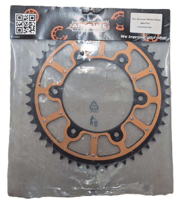 Airtime achtertandwiel 48 tands staal/aluminium met oranje binnenring KTM SX/SX-F/EXC/EXC-F 90- & Husqvarna TC/FC/FE/TE 125/150/250/350/450/501 14-