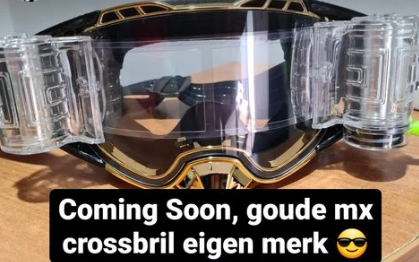 BRAAP Crossbril Roll Off Zwart / Goud met goud frame ( 50mm roll off )