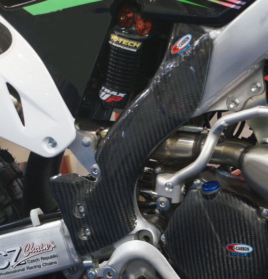 Pro Carbon framebeschermers ( lang ) Kawasaki KX 450F 2012-2018