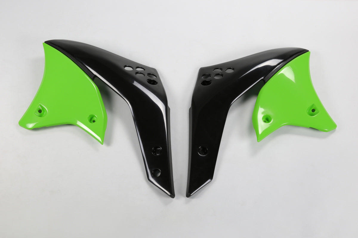 UFO radiator kappen Zwart / Groen Kawasaki KX 250F 2006-2008