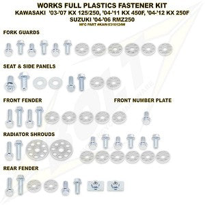 Bolt Volledige plastic set schroeven set Kawasaki KX 125/250 03-07 & KX 250F 04-16 & KX 450F 04-15 & Suzuki RM-Z 250 04-06
