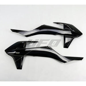 UFO Black Radiator Caps for KTM SX 125/150/250 16-18 & SX-F 250/350/450 16-18 & EXC 250/300 17-19 & EXC-F 250/350/450/500 17-19