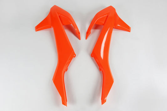 UFO radiator kappen Fluor Oranje KTM SX 125/150/250 16-18 & SX-F 250/350/450 16-18 & EXC 250/300 17-19 & EXC-F 250/350/450/500 17-19