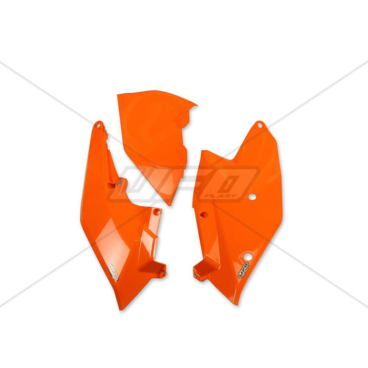 UFO zijnummerborden + Luchtfilterkap Oranje KTM SX 125/150/250 16-18 &amp; SX-F 250/350/450 16-18 &amp; EXC 250/300 17-19 &amp; EXC-F 250/350/450/500 17-19