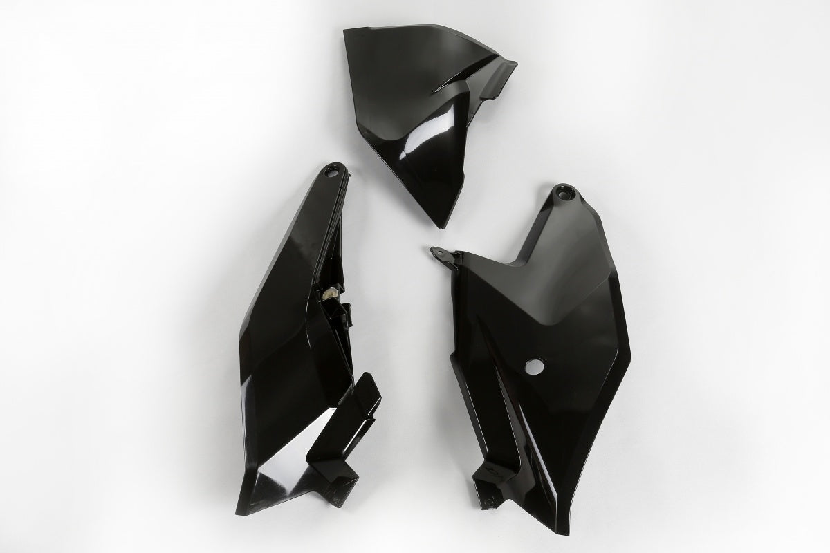 UFO side number plates + Air filter cover Black KTM SX 85 2018- &amp; Gas Gas MC 85 2021-