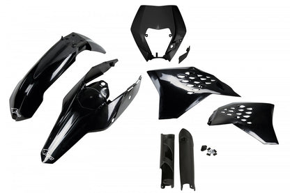 UFO plastic kit Zwart KTM EXC 250/300/350/450/500 2009-2011 (full kit)