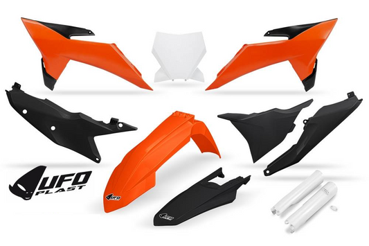 UFO plastic kit Oranje/Wit/Zwart ( Full kit ) KTM SX 125/150/250/300 2023-2026 &amp; SX-F 250/350/450 2023-2026 ( model 2025 )
