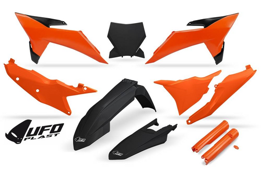 UFO plastic kit Oranje/Zwart ( Full kit ) KTM SX 125/150/250/300 2023-2026 &amp; SX-F 250/350/450 2023-2026 ( model 2025 )