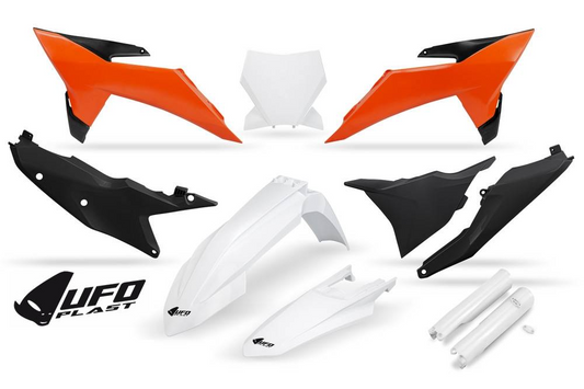 UFO plastic kit Wit/Oranje/Zwart ( Full kit ) KTM SX 125/150/250/300 2023-2026 &amp; SX-F 250/350/450 2023-2026 ( model 2025 )