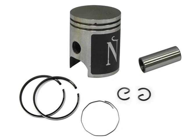 Namura piston set PW 50 40.00 mm with 1 piston, 2 rings, 1 wrist pin and 2 circlips; Namura logo on piston