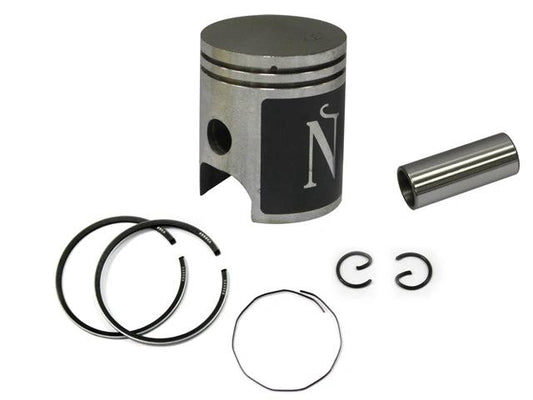 Namura piston set PW 50 40.00 mm with 1 piston, 2 rings, 1 wrist pin and 2 circlips; Namura logo on piston