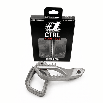 Onegripper V2 CTRL RVS voetsteunen #1 KTM SX/SX-F 125/150/250/300/350/450 2023- & Husqvarna TC/FC 125/150/250/350/450 2023- & Gas Gas MC/MC-F 125-450 2024- ( 5 mm down / 5 mm back )