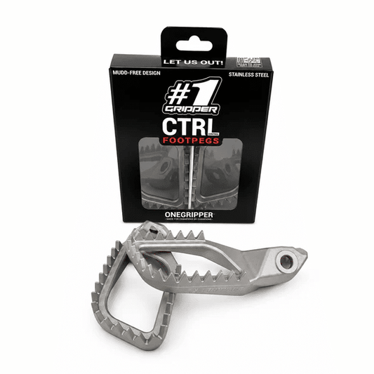 Onegripper V2 CTRL RVS voetsteunen 1 KTM SX/SX-F 125/150/250/300/350/450 2023- & Husqvarna TC/FC 125/150/250/350/450 2023- & Gas Gas MC/MC-F 125-450 2024- ( 5 mm down / 5 mm back ) - MxProStoreParts