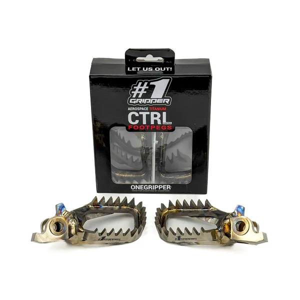 Onegripper Ti-CTRL Mud-Free Titanium voetsteunen #1 60mm Honda CR 125R/250R 02-07 & CRF 250R 04- & CRF 250X 04- & CRF 250RX 19 & CRF 450R 02- & CRF 450RX 17- & CRF 450X 05- & Kawasaki KX 250F/450F 2006-  ( 0 mm down / 0 mm back )