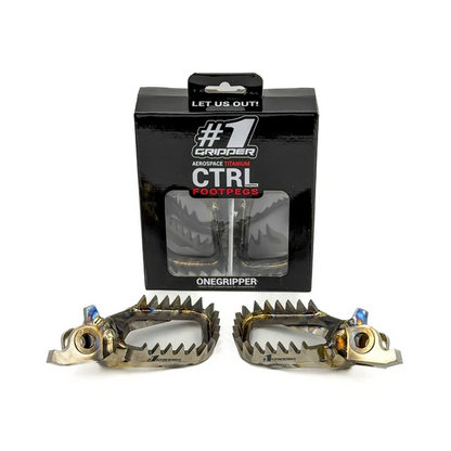 Onegripper Ti-CTRL Mud-Free Titanium voetsteunen #1 60mm Honda CR 125R/250R 02-07 & CRF 250R 04- & CRF 250X 04- & CRF 250RX 19 & CRF 450R 02- & CRF 450RX 17- & CRF 450X 05- & Kawasaki KX 250F/450F 2006-  ( 0 mm down / 0 mm back )