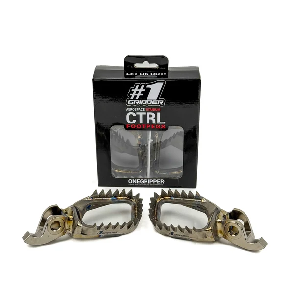 Onegripper Ti-CTRL Mud-Free Titanium voetsteunen #1 60mm Triumph TF 250X 2024- & TF 250E 2025- & TF 450RC/X/E 2025-  ( 0 mm down / 0 mm back )