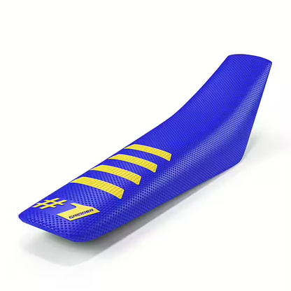 Onegripper waterdicht universeel zadelovertrek Ribbed Blauw / Geel #1