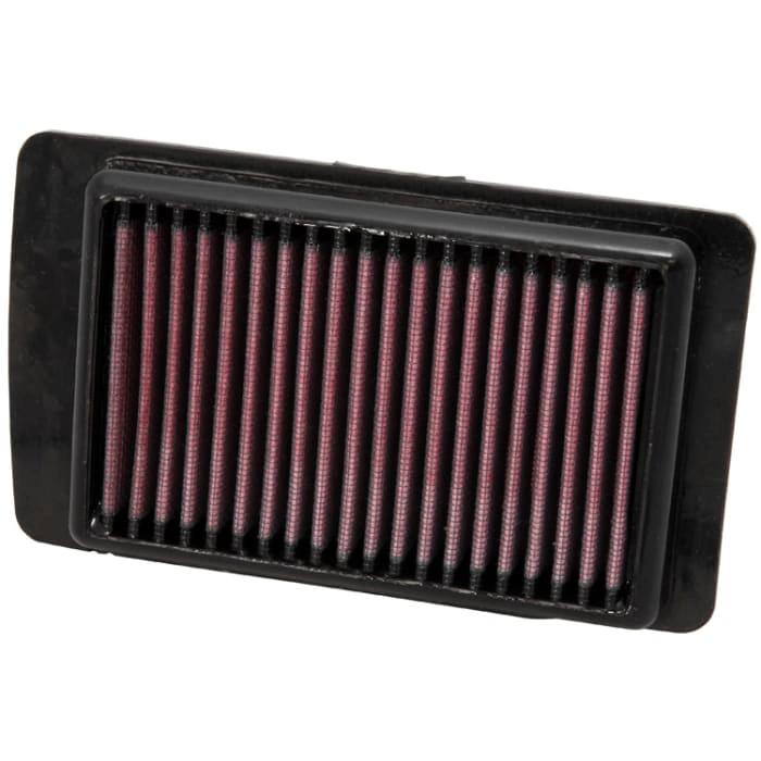 K&N air filter for Victory Hammer motorcycle, rectangular with pink pleated media and black frame