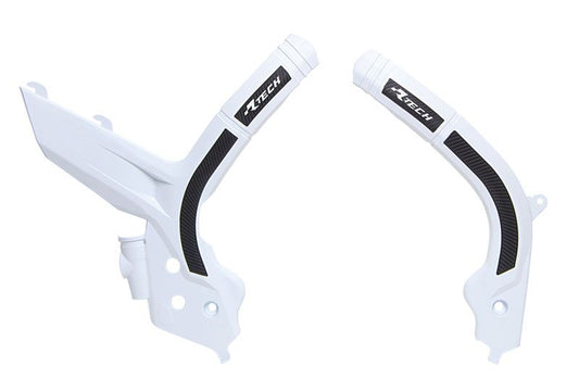 Racetech frame beschermers wit / zwart KTM SX 125/150/250 2019-2022 &amp; SX-F 250/350/450 2019-2022 &amp; EXC/EXC-F 250/300/350/450/500 2020-2023
