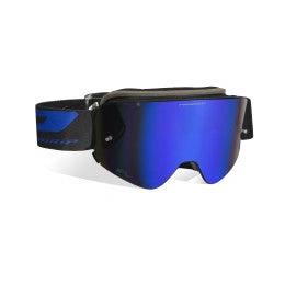 Progrip Masque de motocross 3205 magnétique Noir / Bleu avec lentille miroir bleue magnétique