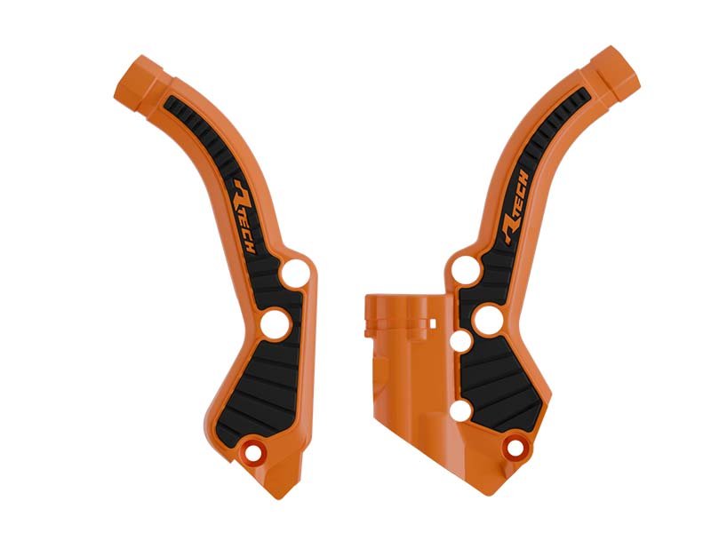 Racetech frame beschermers oranje / zwart KTM SX 50 2024- & Husqvarna TC 50 2024- & Gas Gas MC 50 2024 - MxProStoreParts