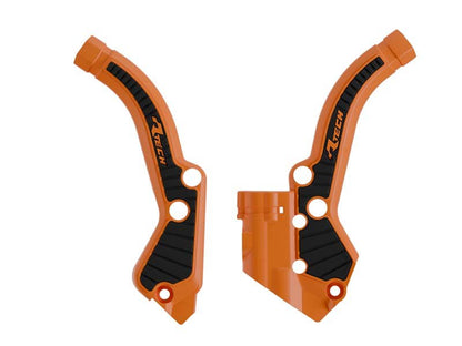 Racetech frame beschermers oranje / zwart KTM SX 50 2024- & Husqvarna TC 50 2024- & Gas Gas MC 50 2024 - MxProStoreParts