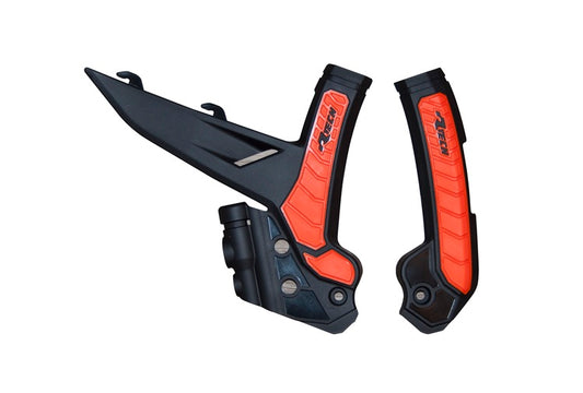Racetech frame beschermers Zwart / Oranje KTM SX 125/250/300 2023- &amp; SX-F 250/350/450 2023- &amp; EXC/EXC-F 150/250/300/350/450/500 2024-