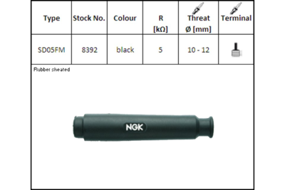 NGK bougiedop zwart SD05FM