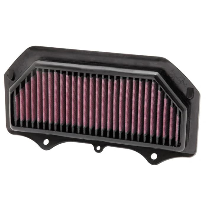 K&N motorcycle air filter for GSXR600/750, red pleated media in black plastic housing