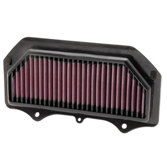 K&N motorcycle air filter for GSXR600/750, red pleated media in black plastic housing