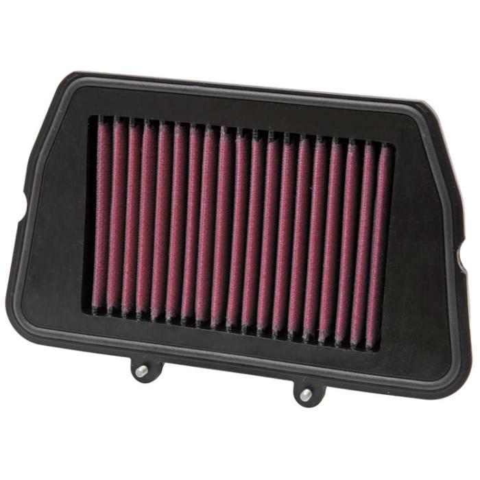 K&N air filter for Tiger 800 XC/XR motorcycle, black rectangular frame with red filter media