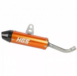 HGS uitlaatdemper aluminium oranje met carbon eindkap KTM/Husqvarna/Gas Gas 125cc 2023-
