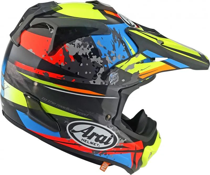 Arai MX-V EVO Crosshelm Track Zwart / Blauw / Rood / Fluor Geel