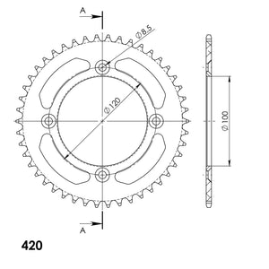 Technische illustratie: Supersprox Rear Sprocket Alu RAL-6622:47 Blue; uitvoering volgens artikelgegevens