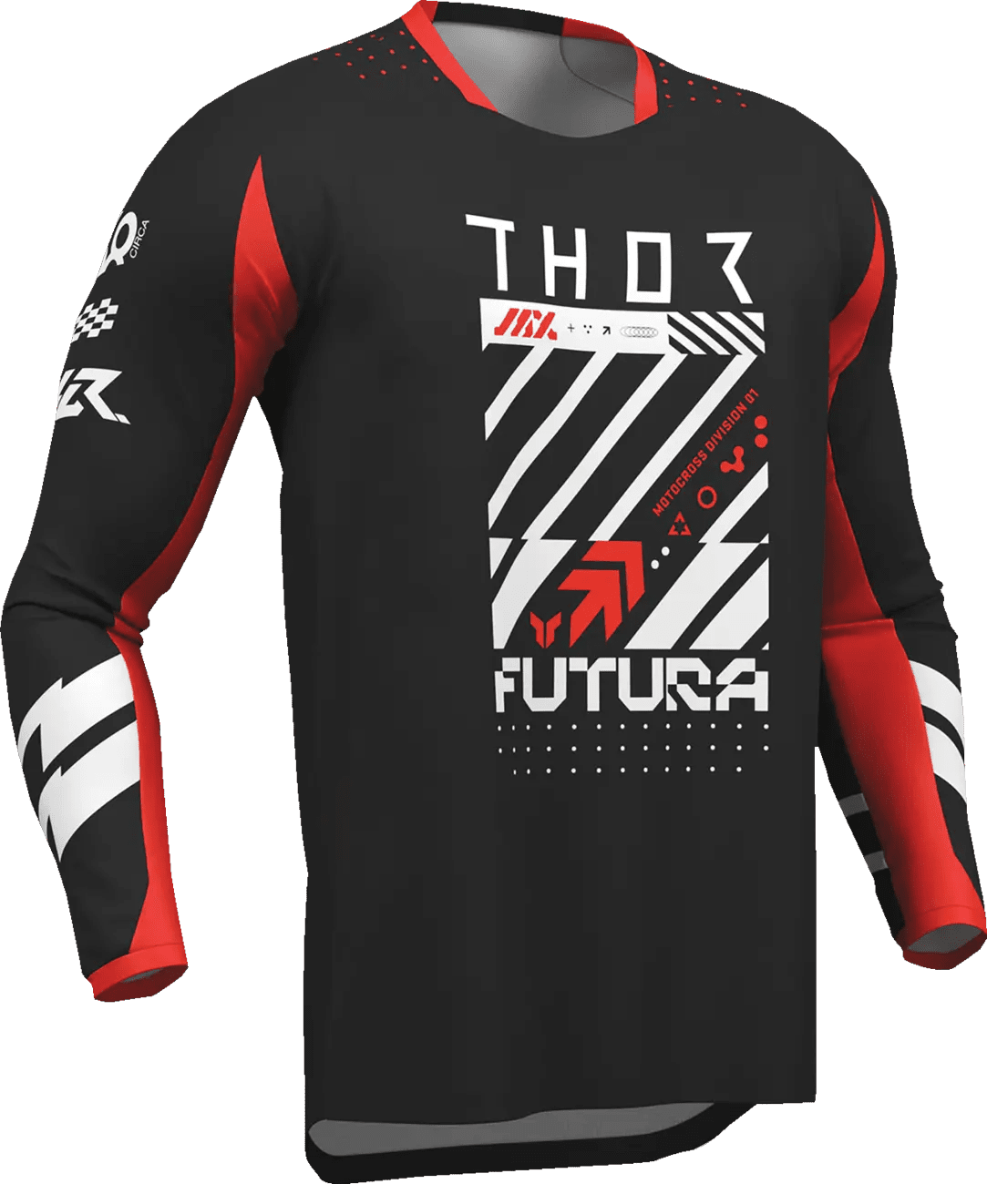 THOR Jeugd Launchmode Futura crossshirt – Zwart/Rood/Wit