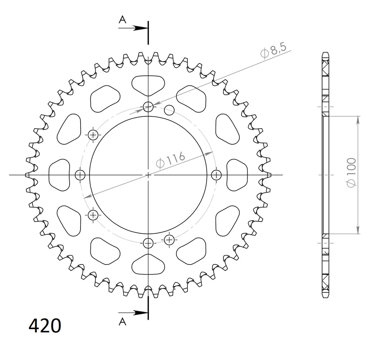 Supersprox Alu Rear sprocket KA KX80/85 Black 50