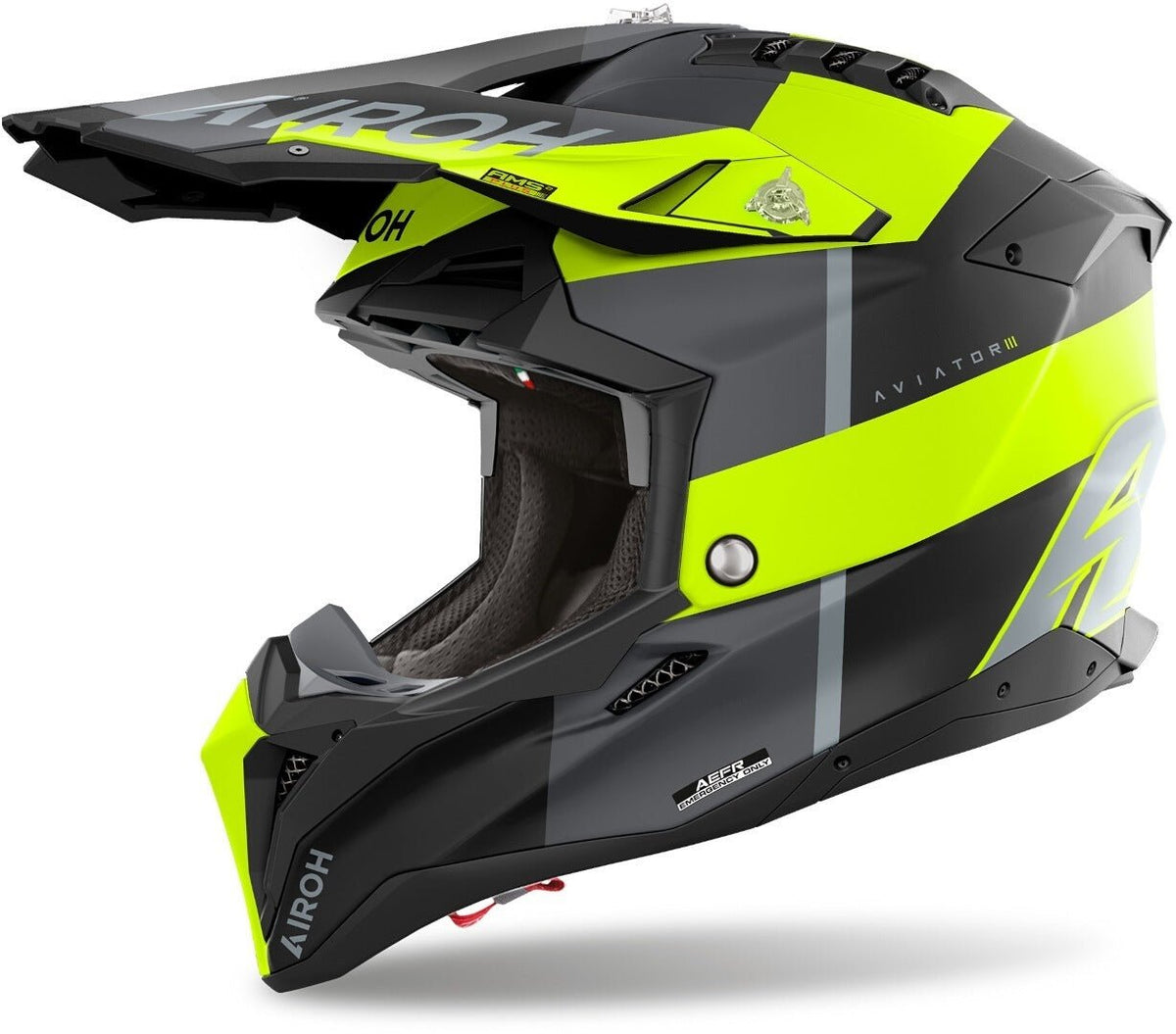 Airoh Aviator 3 Monarch Motocross Helmet Blue White Yellow - MxProStoreParts