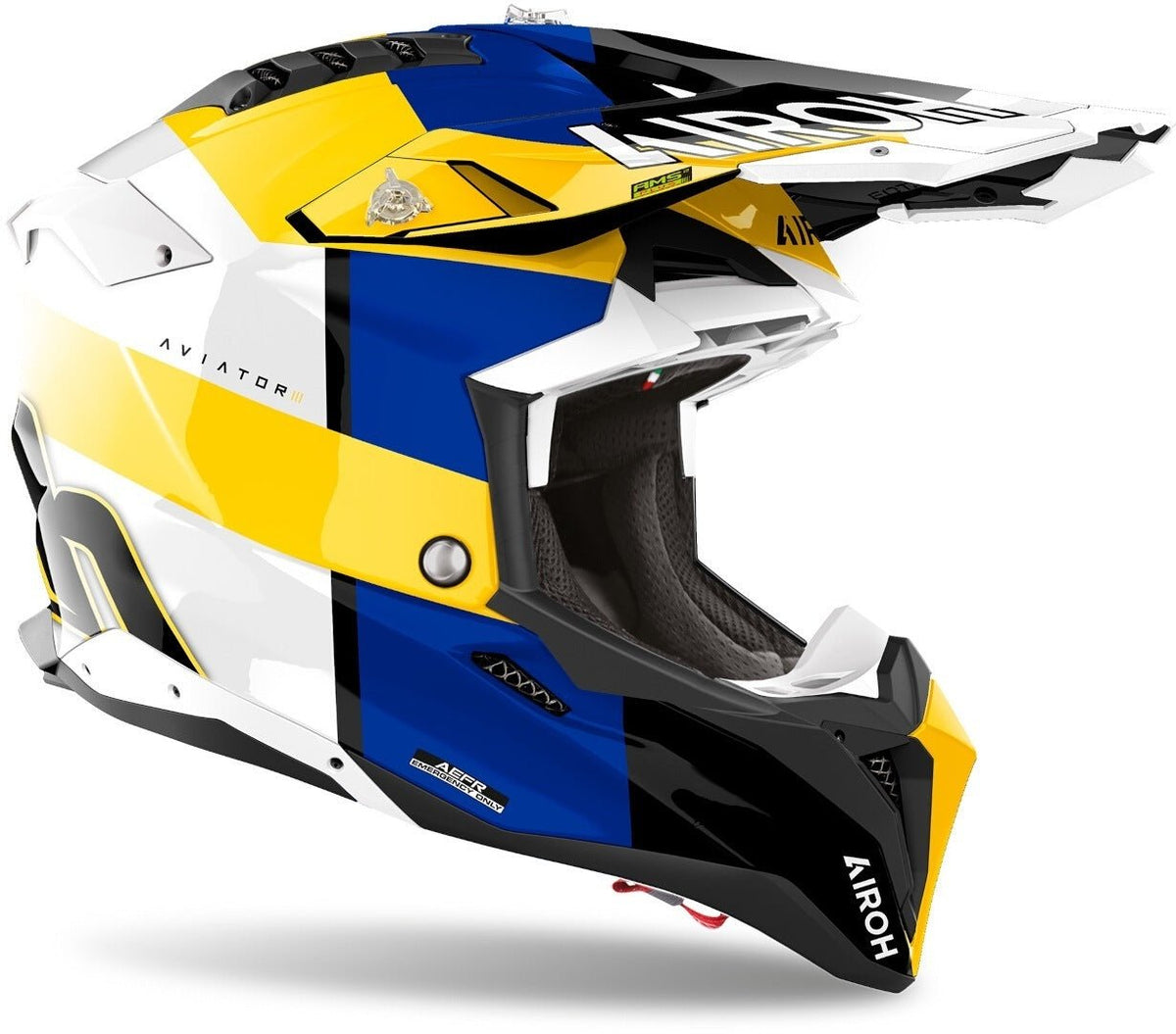 Airoh Aviator 3 Monarch Motocross Helmet Blue White Yellow - MxProStoreParts