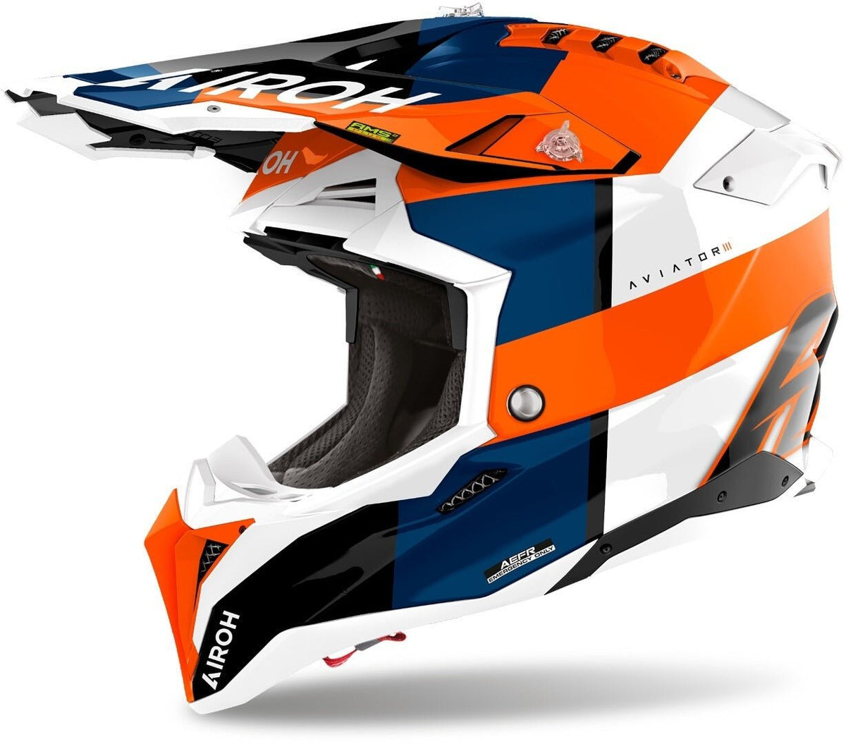 Airoh Aviator 3 Monarch Motocross Helmet Blue White Yellow - MxProStoreParts