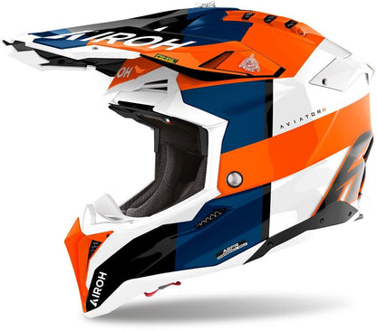 Airoh Aviator 3 Monarch Motocross Helmet Blue White Yellow - MxProStoreParts