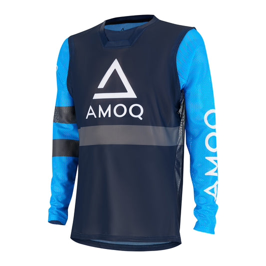 AMOQ Camiseta cruzada de malla Airline azul marino-azul claro (Sky Blue)