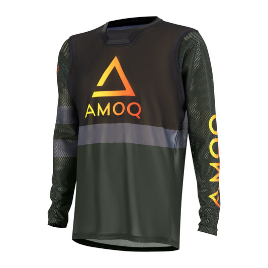 AMOQ Camiseta cruzada malla Airline verde militar-negro