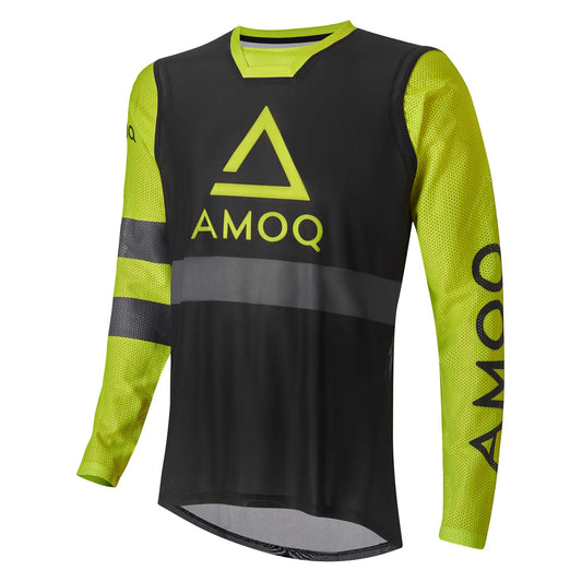 AMOQ Camisa cruzada de malla Airline negra/amarillo fluorescente