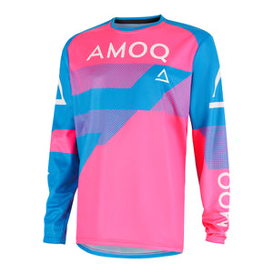 AMOQ Ascent Strive V2 crossshirt licht blauw-roze