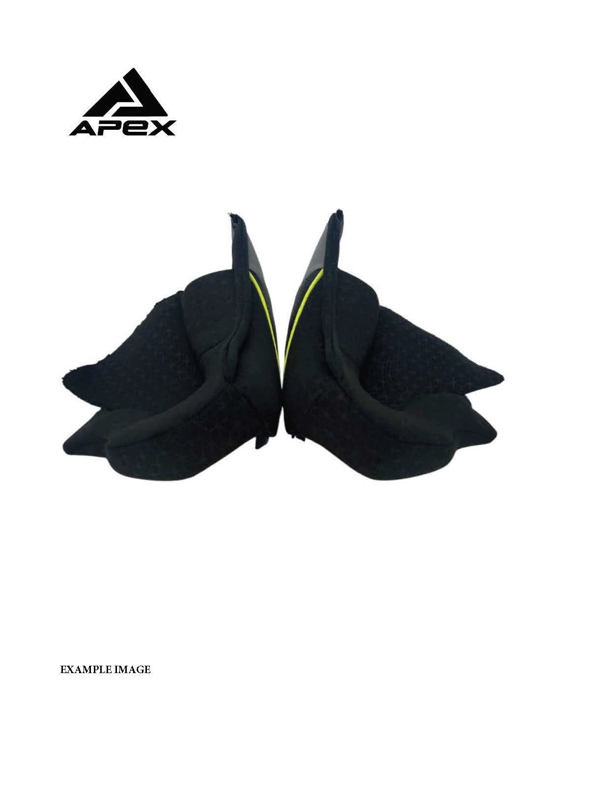 APEX MC500 Coolmax cheekpads, black with neon yellow lining, pair