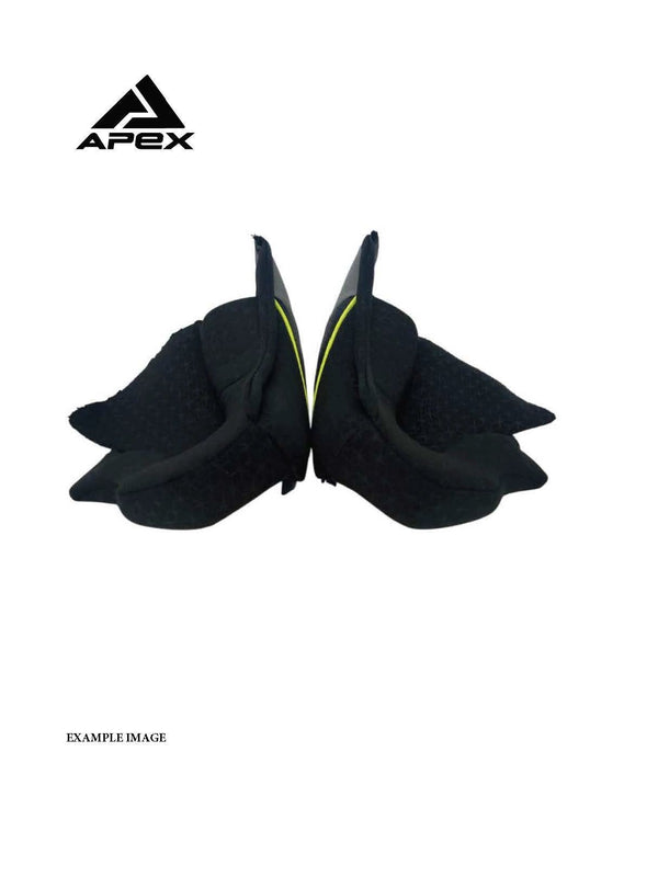 APEX MC500 Coolmax cheekpads, black with neon yellow lining, pair